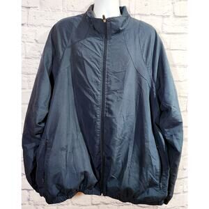 BCG Dark Blue Full Zip Mesh Lined Windbreaker XXXL Zip Pockets Lightweight